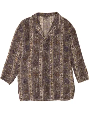 Spring Trend VINTAGE Womens Shirt Blouse UK 16 Large Purple Geometric