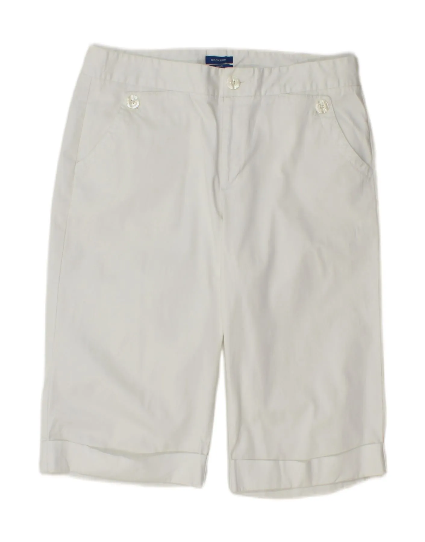 DOCKERS Womens Bermuda Shorts US 12 Large W34 White Cotton Bamboo Fiber Blend