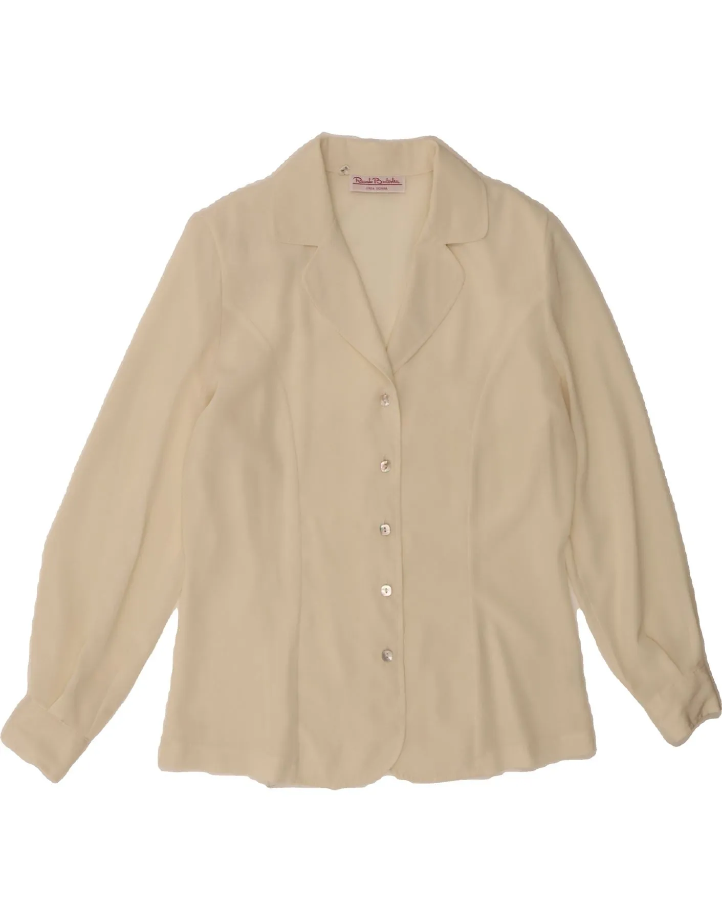 RENATO BALESTRA Womens Shirt Blouse IT 42 Medium Beige Polyester Summer Outfit Eco Friendly Material