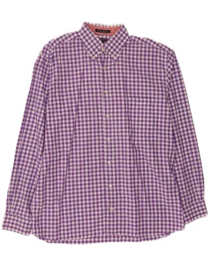 GANT Mens Regular Fit Shirt Large Purple Gingham Cotton Anti Static Treatment Printed design