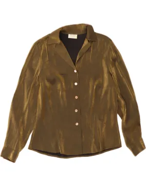 Unisex Choice Durable Buttons VINTAGE Womens Shirt Blouse UK 16 Large Gold Viscose