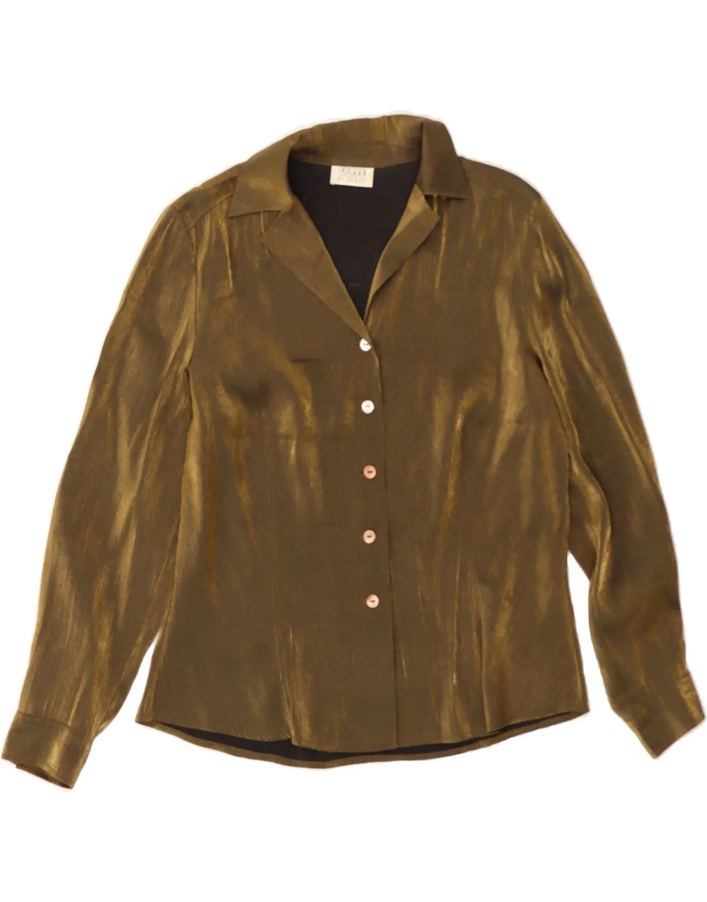 Unisex Choice Durable Buttons VINTAGE Womens Shirt Blouse UK 16 Large Gold Viscose