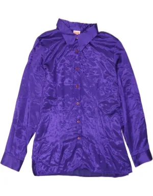 VINTAGE Womens Shirt UK 14 Medium Purple Viscose Reinforced Shoulders