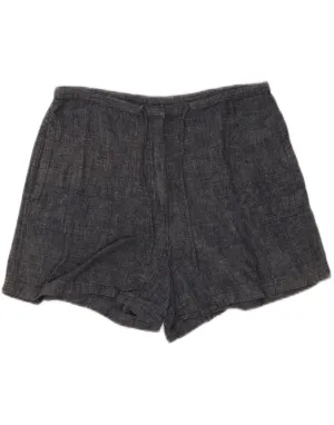 NEW LOOK Womens High Waist Shorts UK 12 Medium W30  Navy Blue Linen Stretchable Fabric Fall Foliage