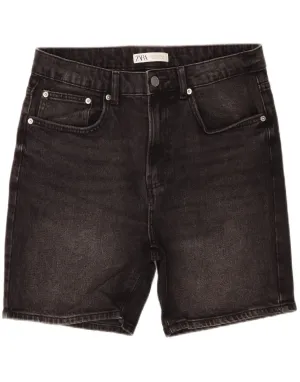 ZARA Mens Denim Shorts EU 42 Large W32  Black Cotton Outdoor Days Striped Design
