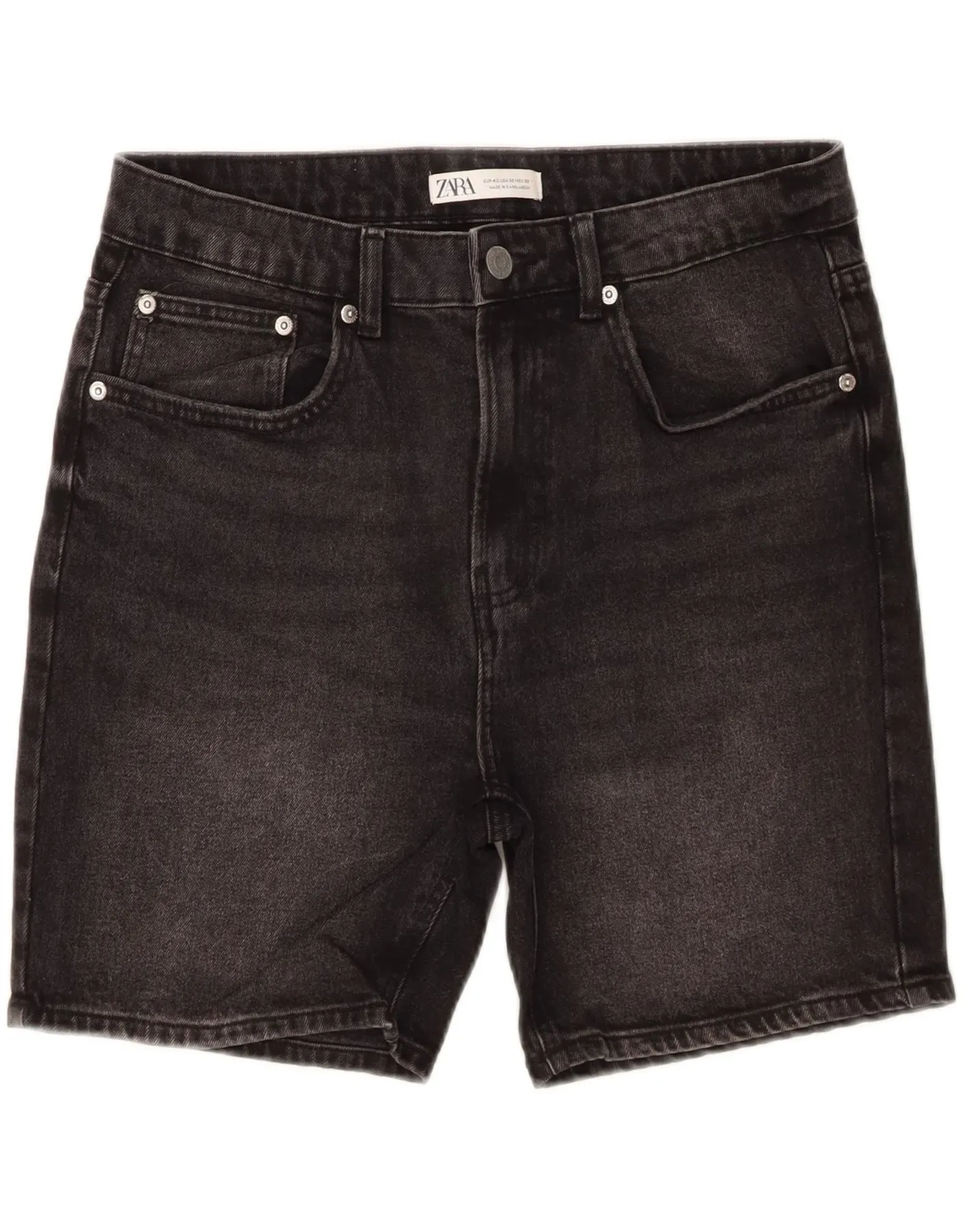 ZARA Mens Denim Shorts EU 42 Large W32  Black Cotton Outdoor Days Striped Design