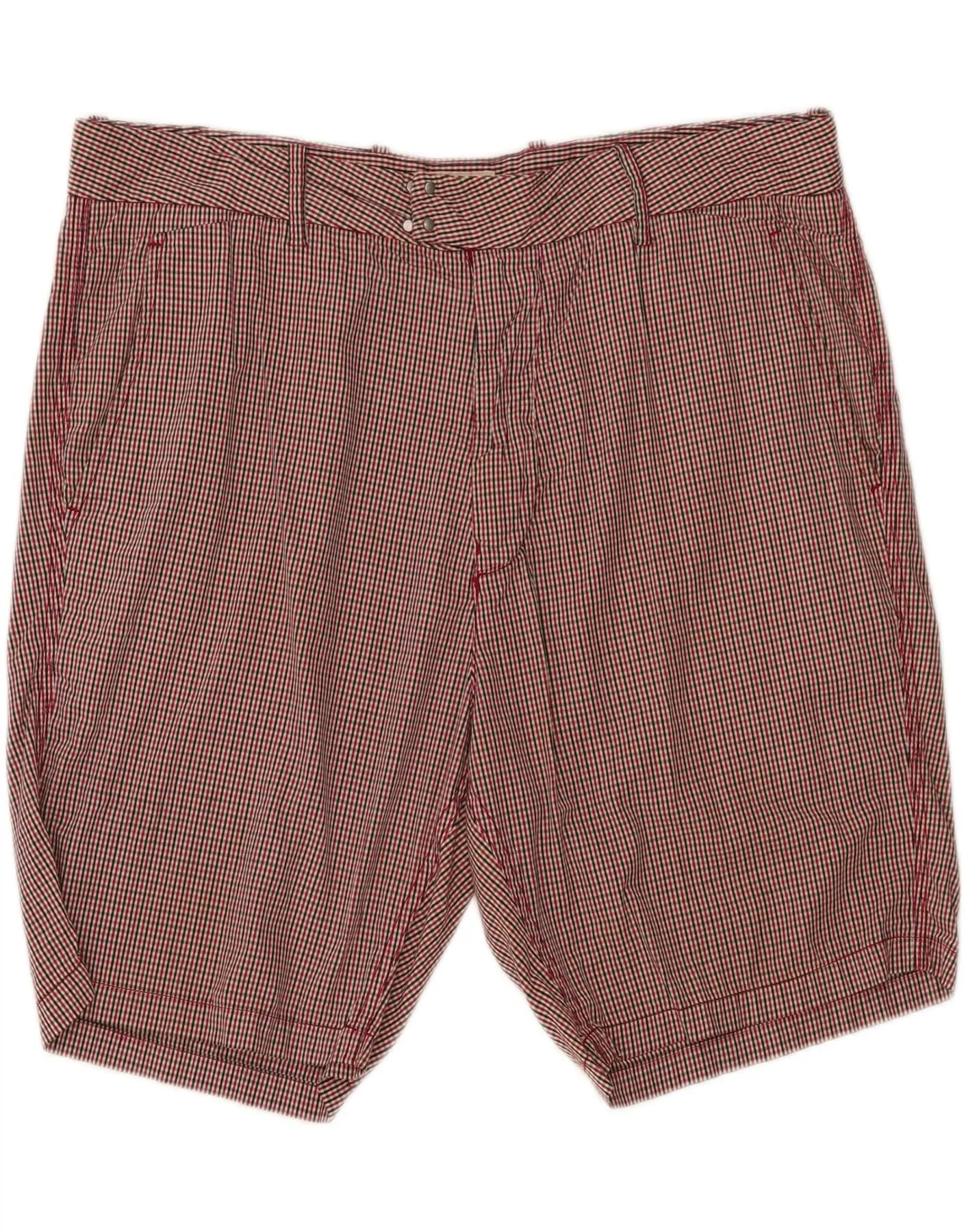 Tear Resistant Fabric Summer Fashion RIFLE Mens Chino Shorts W33 Medium Red Gingham Cotton