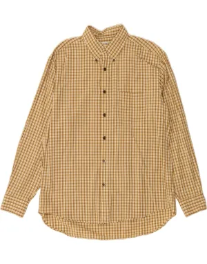 Camouflage Print Tailored Silhouette J. CREW Mens Shirt Large Beige Check Cotton