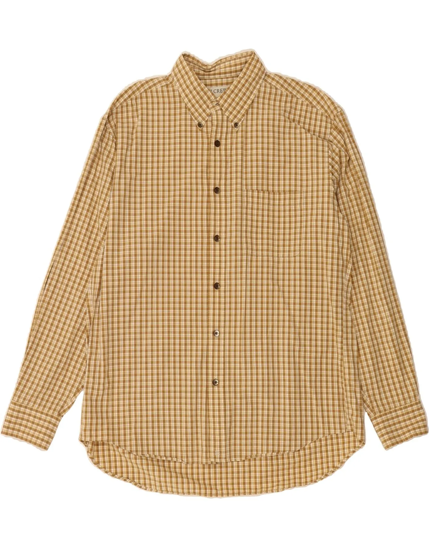 Camouflage Print Tailored Silhouette J. CREW Mens Shirt Large Beige Check Cotton